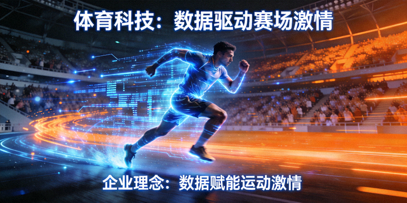 体现企业理念的体育科技概念图 - 数据流与赛场激情融合